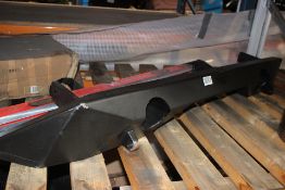 A Poison Spyder Black Metal Jeep Rear Bumper, has some scratches.