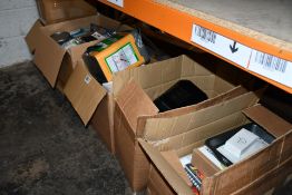 Five boxes of assorted miscellaneous items to include household items, souvenirs and related items.