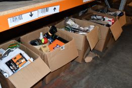 Five boxes of assorted miscellaneous items to include household items, souvenirs and related items.