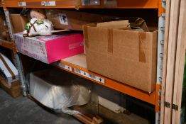 A quantity of assorted toys and related to include launcher quick shot, barbie playset and related.