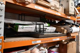 A quantity of assorted audio and musical equipment to include stands, instruments and other related.