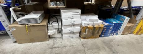 A quantity of assorted new and pre-owned electrical items including a pair of Kam LED1300 DMX LED Li