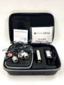 A boxed as new pair of custom Orascoptic Dental Loupes (HDL 3.5 TTL, Tempo 2, Medium, Black) (Custom