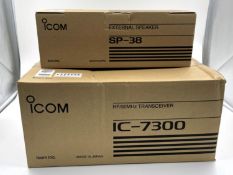 A boxed as new Icom IC-7300 HF/50MHz Transceiver (EAN: 4909723134381) and a boxed as new Icom SP-38