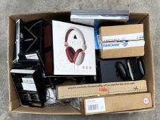 A quantity of assorted new and pre-owned electrical items (One box. All items sold as seen).