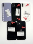 Five pre-owned Apple iPhone 11 (All handsets iCloud account clear, various damages/faults. All items