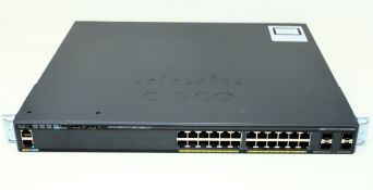 A pre-owned Cisco Catalyst 2960X-24PS-L PoE Switch (P/N: WS-C2960X-24PS-L).