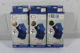 Three as new Neo G Open Knee Supports, REF 885.