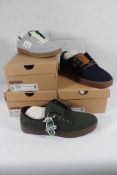 Three pairs of as new Etnies skate shoes: Windrow - Grey/White/Gum (UK 8), Jameson 2 Eco - Green/Bla