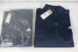 Two Adidas DWR 1/4 Zip Sweatshirts HY3906 - Navy (UK M, L).