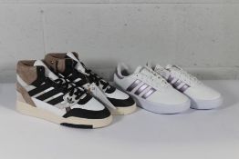 A pair of as new Adidas Court Platform Trainers in White/Purple, Size 5.5 and a pair of as new Adida