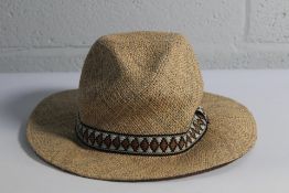 An as new Eton Brown Seagrass Straw Hat, Size L.
