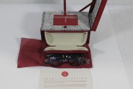 An as new pair of Jacques Marie Mage Stahler Glasses Frames in Shadow, Superlight Blue CR39, Comes w