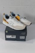 An as new pair of New Balance 997 Trainers (CM997HWF) in Moonbeam / Workwear, Size UK 9.
