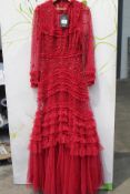 Needle and Thread Deep Red Alina Sequined Maxi Gown/Dress UK10.
