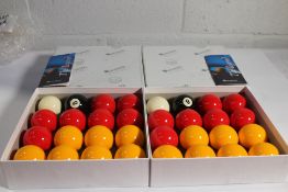 Two as new boxed sets of Aramith The Belgian billiard balls red/yellow.