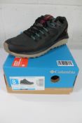 A pair of men's boxed as new Columbia Trailstorm Waterproof Hiking Shoes - Dark Moss/Mango (UK 7.5).