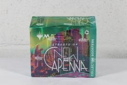 A boxed and sealed Magic The Gathering Streets of New Capenna Collector Booster Box.