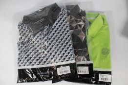 Three as new Galvin Green polo shirts: Makai - Black/Sharkskin/White, Mercer - Black/Bluebell/Shark