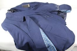 Three as new Derman Navy Patterned Fabric Luxury 3-piece Suits (RMZ) (Jacket 50R, waistcoat 50, trou
