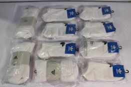 Seven Packs of Three Adidas Liner Socks White/Black, Size 5128 and Three Packs of Three Adidas Cushi