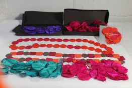 Eight Ana Hagopian paper necklaces to include dot (Three unboxed, boxes damaged).