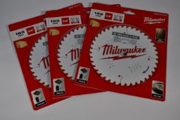 Three Milwaukee Circular Saw Blades (165x5/8