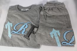 Trapstar TRP T-Shirt and Short Set in Grey/Ice Blue, Size S. As New.