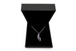 Silver Drop Pendant with Amethyst