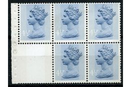 GB 1973 4-1/2p Grey-blue, pane of 5, 'pale phosphor under ink' variety, u/m. SGX865var