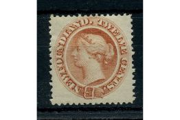Nflnd 1865-71 12c Red-brown, mtd mint, minute adhesion. SG28