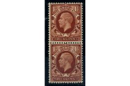 GB 1934 1-1/2d Red-brown, vertical paper join pair, with top stamp double thickness, mtd mint. SG441