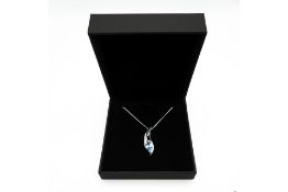 Silver Drop Pendant with Topaz