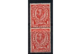 GB 1912 1d Bright-scarlet, coil join pair, u/m. SG341, N11g