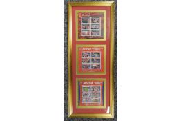 Arsenal 3 Stamp Sheets Framed