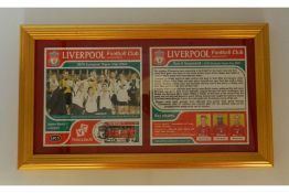 Liverpool FC Victory Card UEFA Super Cup 2001 - Framed