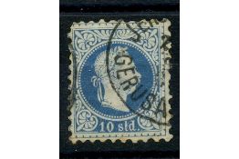 Austria (PO TE) 1875-83 10sld Blue, fine, perf 9-1/2x10-1/2, used Jerusalem cds, minor fauls. SG11b