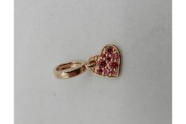 Pandora 7mm, Rose Gold Tilted Heart Dangle Charm (789404CO2)