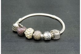 Pandora Silver Bracelet with 5 Charms