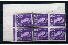 GB 1963 Scotland, 2 bands, cylinder 4 (no dot) block of 6, u/m. SGS1p