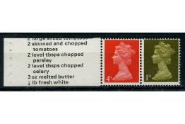 GB 1969 4d Bright-vermillion, missing phosphor, in pair with 1d broad band, u/m. SG734var