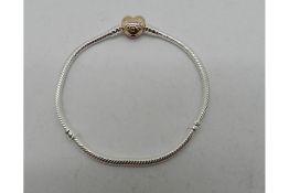 Pandora Moments Women's 14k Rose Gold-Plated and Sterling Silver Heart Size 20 (580719-20)
