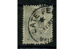 Australia 1935-36 £1 Grey, die IIB, CofA wmk, cds used, corner damaged. SG137