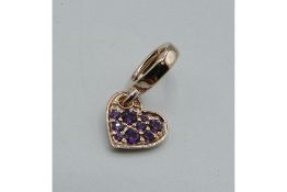 Pandora Royal Purple Pavé Tilted Heart Dangle Charm (789404C03)