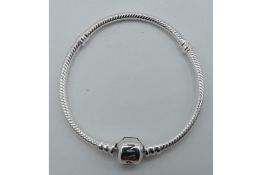 Pandora Moments Women's Sterling Silver Iconic Snake Chain Bracelet for Charms, Size 16, Without Gif