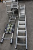 Four assorted Ladders/Steps and a Wheelbarrow. Pre-Owned.