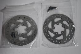 Thirty brake discs rotors for mountain bikes.