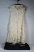 Prada Cream Silk Ruffled Shirt Dress, Size 38. Pre-Owned