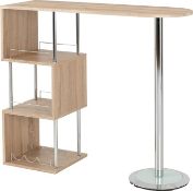 Seconique Charisma Home Bar Table in Light Sonoma Oak Effect Veneer/Chrome. As New.
