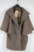 A pre-owned Peter James Harris tweed short over-cape/poncho (S, fully lined, belt missing).